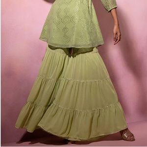 Lime Gota Tiered Indian Sharara Pants